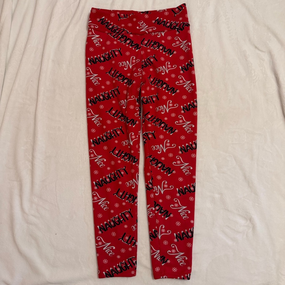 No Boundaries Red Naughty and Nice Leggings